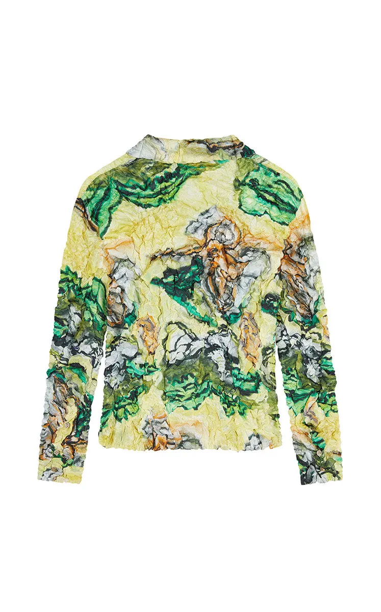 Shirt / JNBY Floral Print Ruched Fitted Shirt