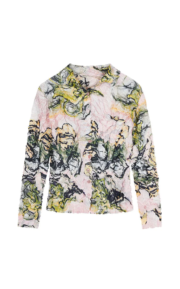 Shirt / JNBY Floral Print Ruched Fitted Shirt