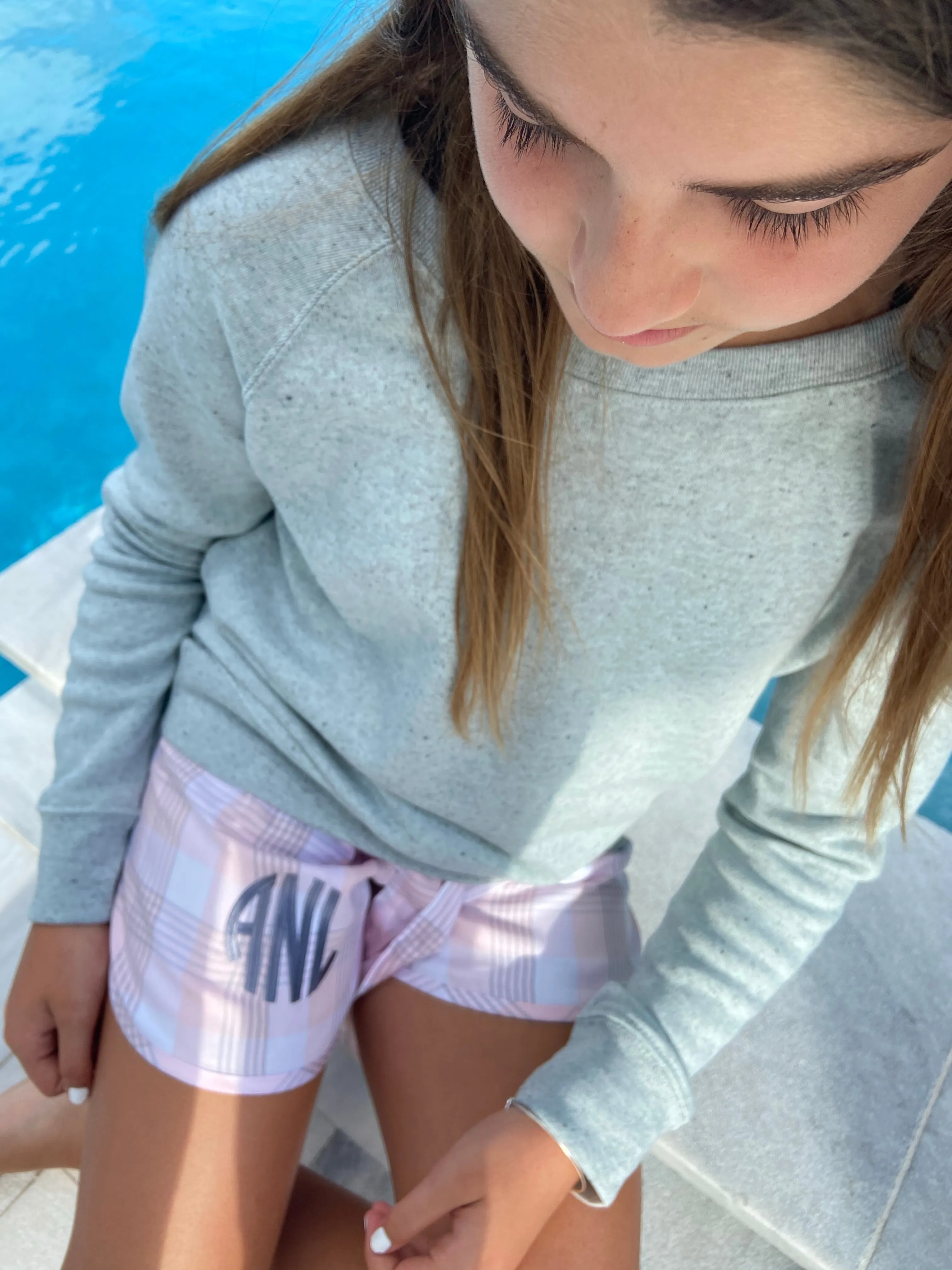 Shorts Monogramed Women's Lounge Soft Shorts Embroidered