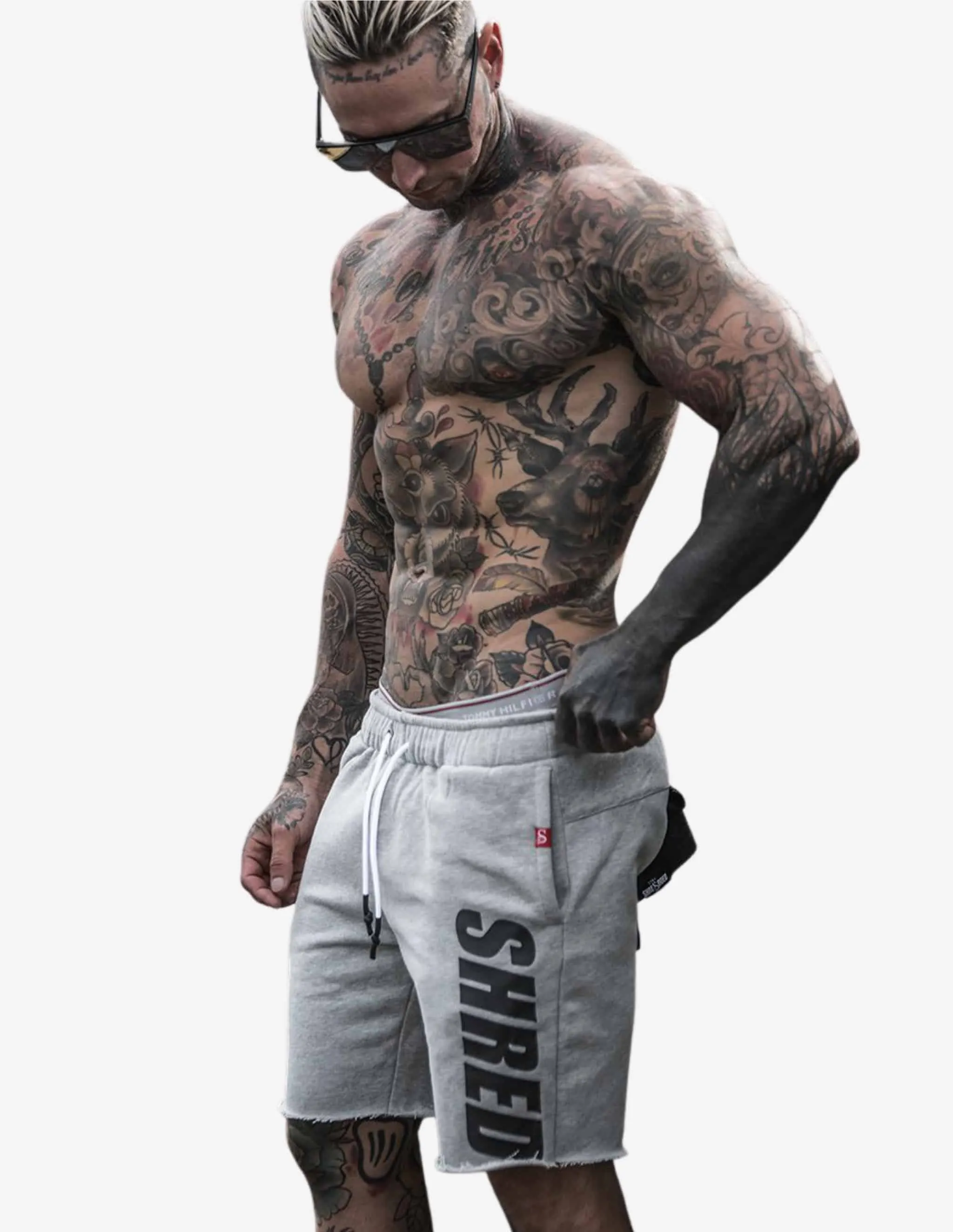 SHREDDED - Raw Fleece Shorts - Grey