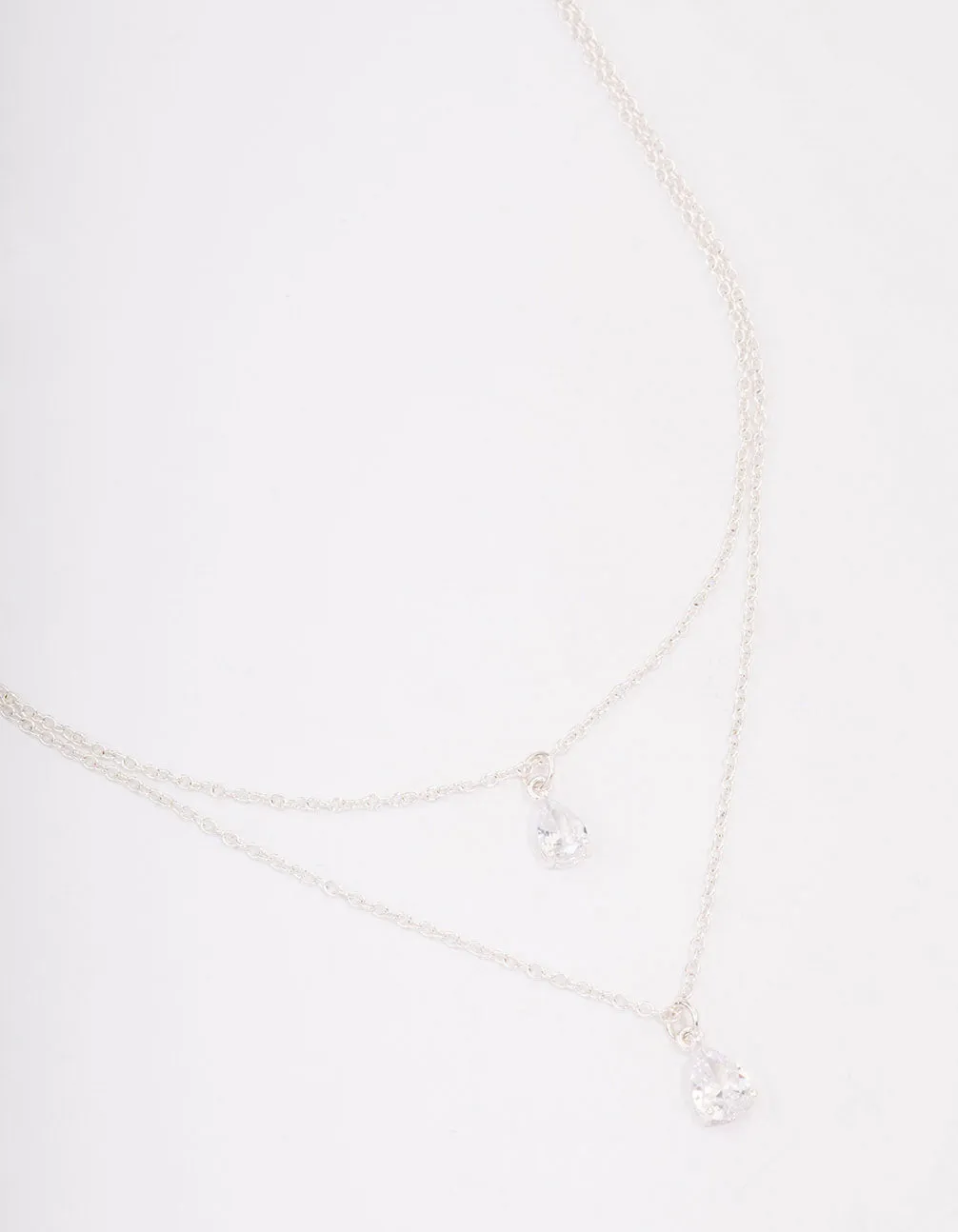 Silver Diamante Dainty Layered Necklace