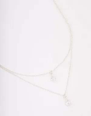 Silver Diamante Dainty Layered Necklace
