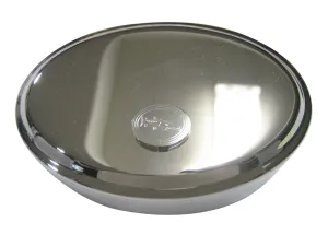 Silver Toned Oval Etched Barracuda Fish Oval Trinket Jewelry Box