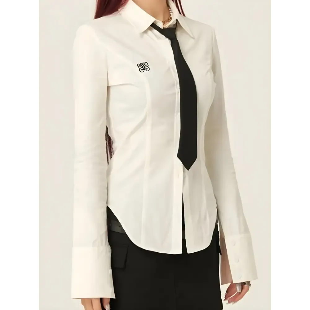 Slim Fit Shirt with Stylish Tie for a Chic Y2K Look