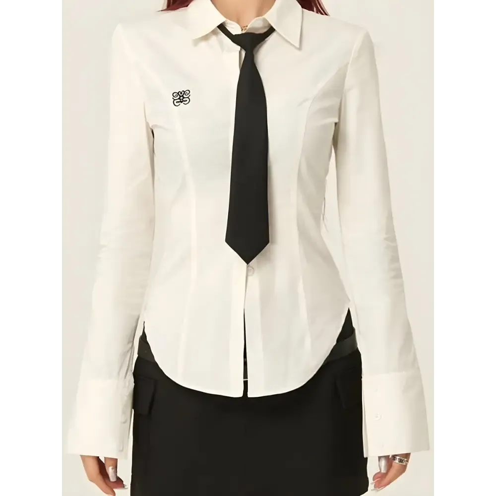 Slim Fit Shirt with Stylish Tie for a Chic Y2K Look
