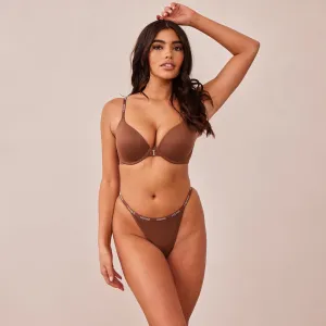 Smooth Front Fastening T-shirt Soutien-Gorge - Noisette