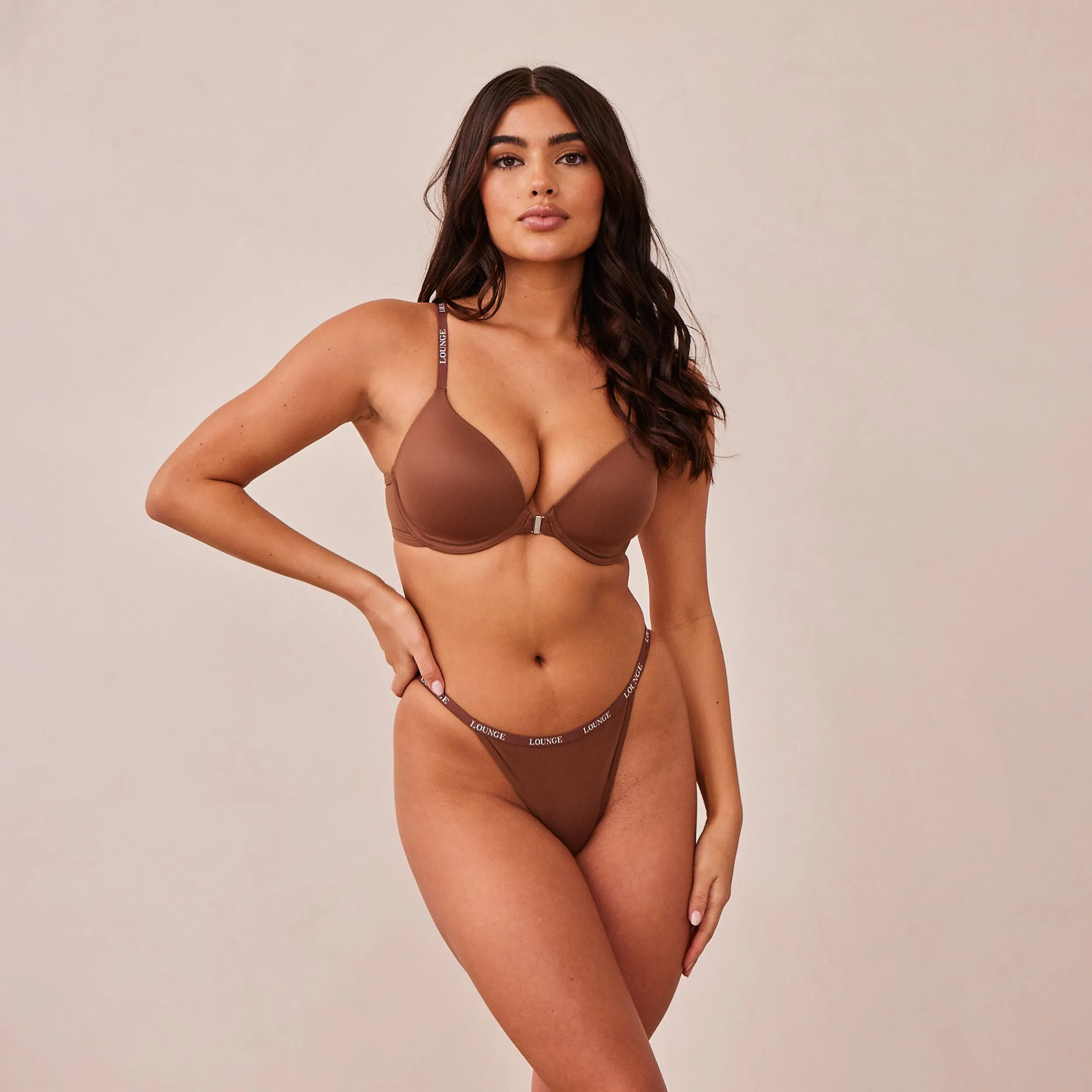 Smooth Front Fastening T-shirt Soutien-Gorge - Noisette