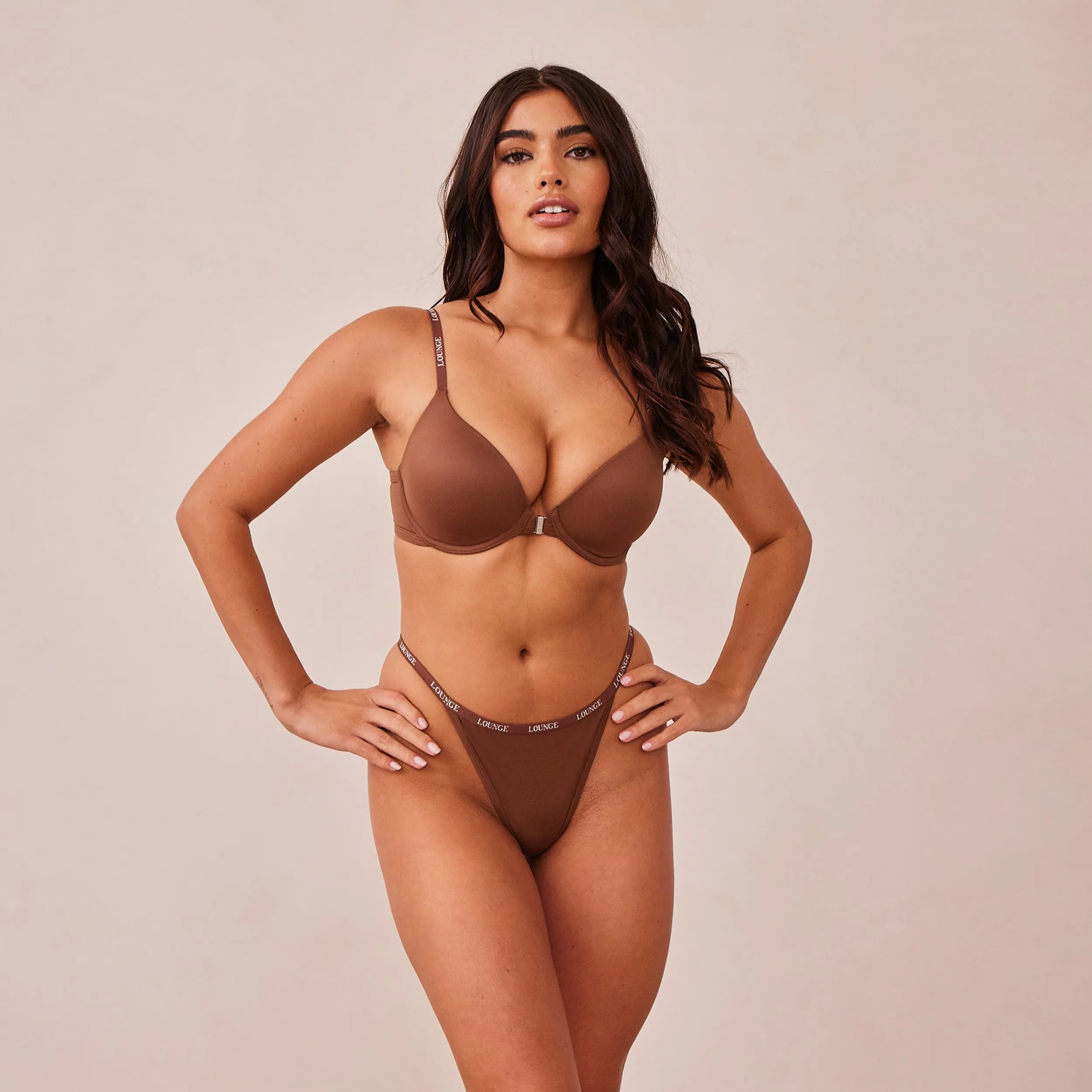 Smooth Front Fastening T-shirt Soutien-Gorge - Noisette