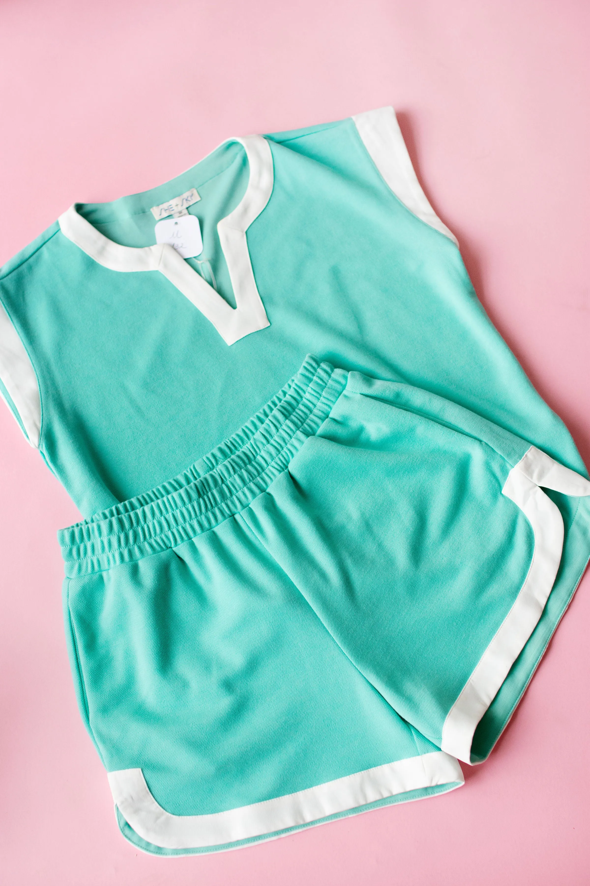 Soft Jade Elastic Waist Shorts