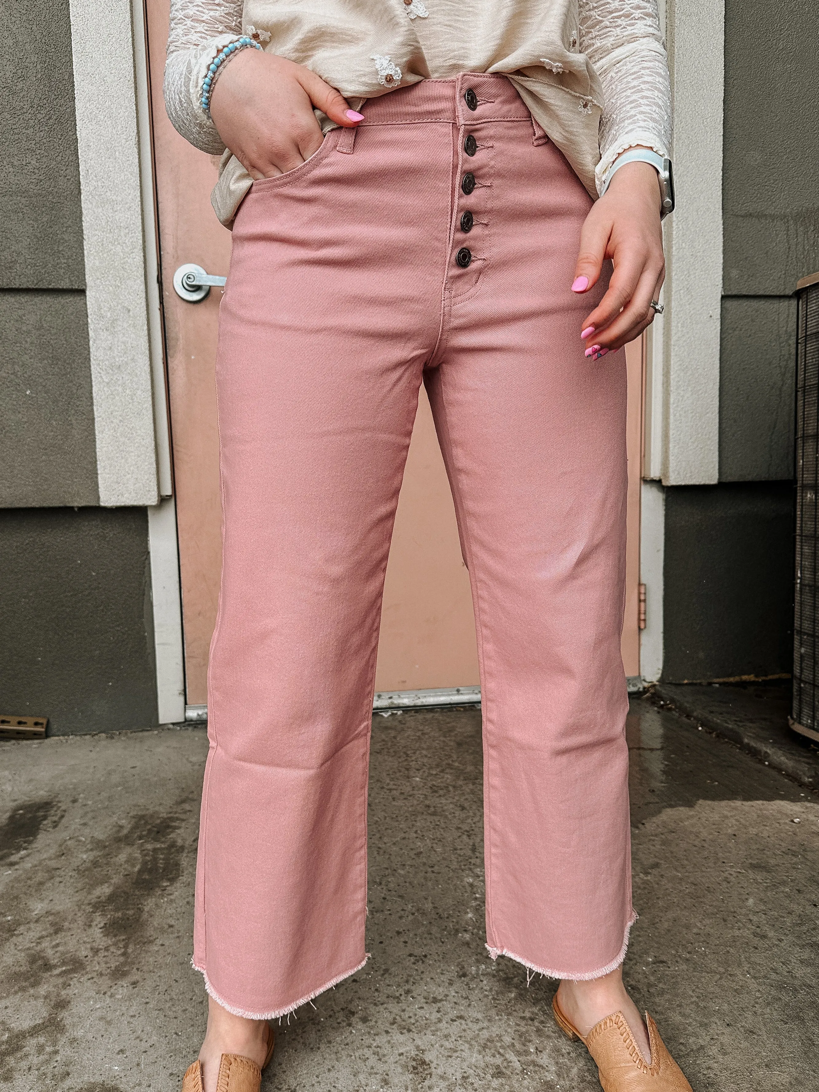 Soft Rose HIGH RISE DENIM JEANS-Stretchy