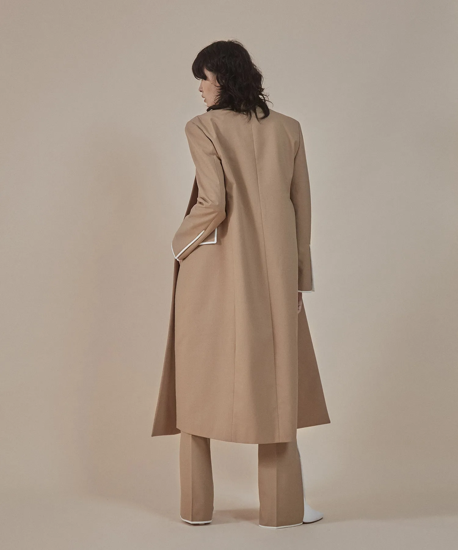 [SOLD-OUT] Overlapped lapel collar tailored coat