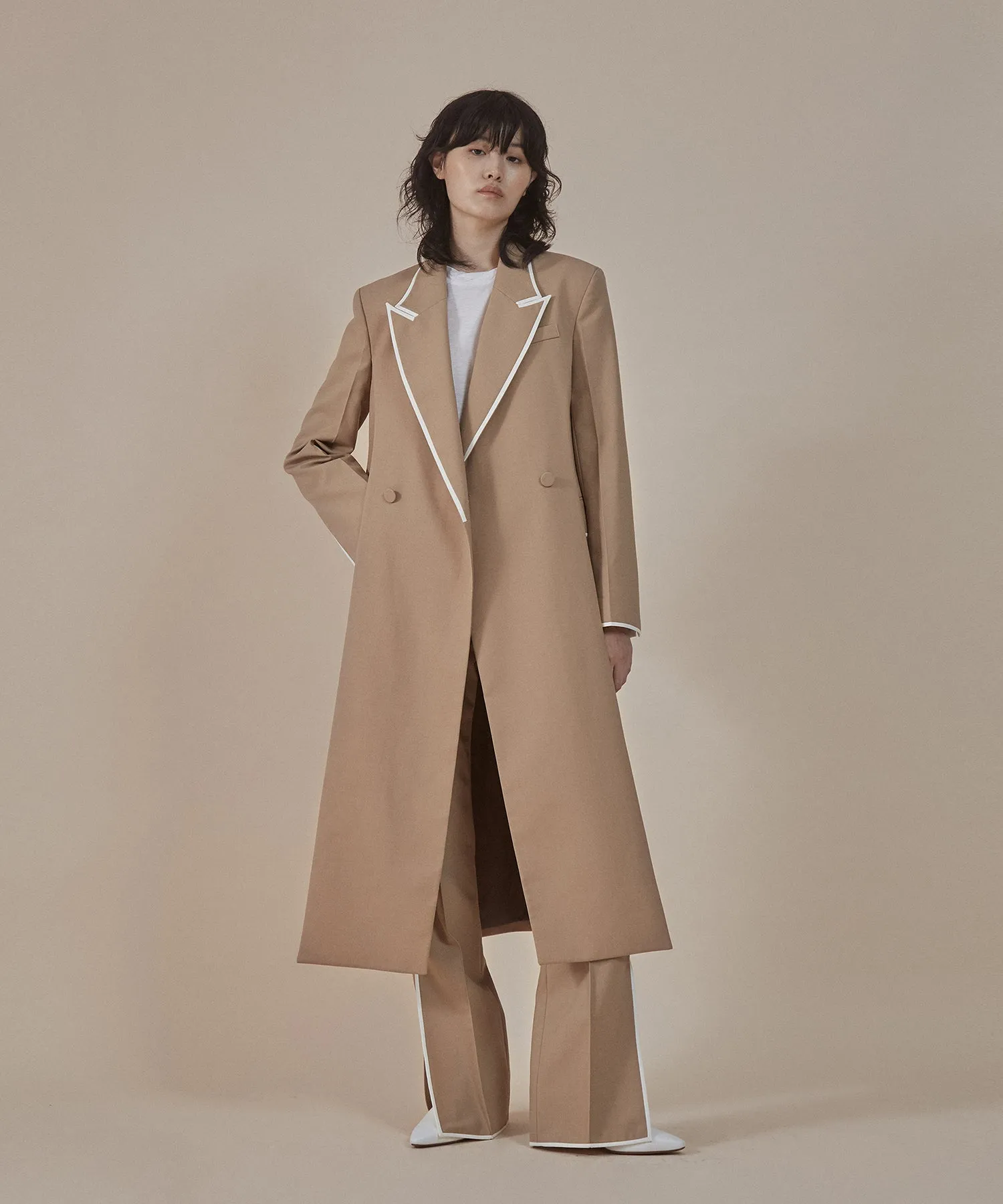 [SOLD-OUT] Overlapped lapel collar tailored coat