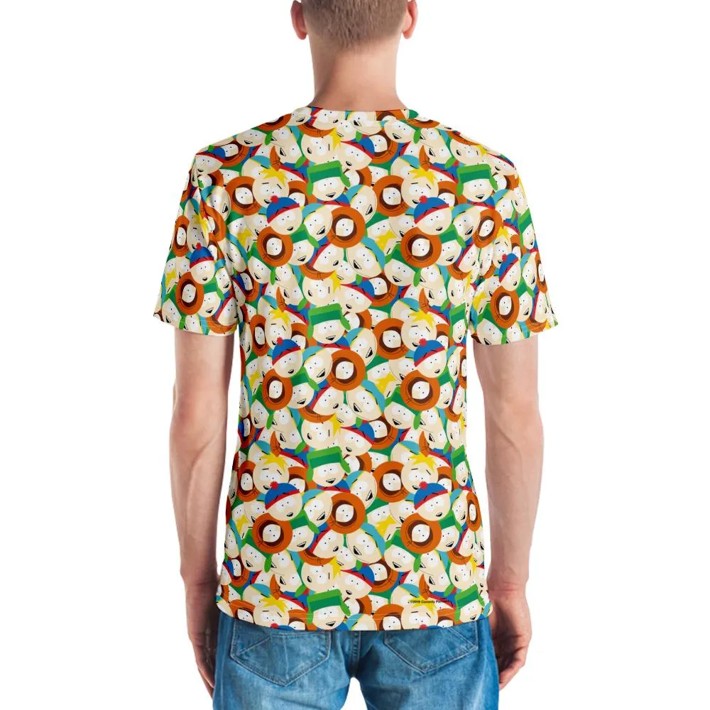 South Park Character Faces Tossed Pattern Adult All-Over Print T-Shirt