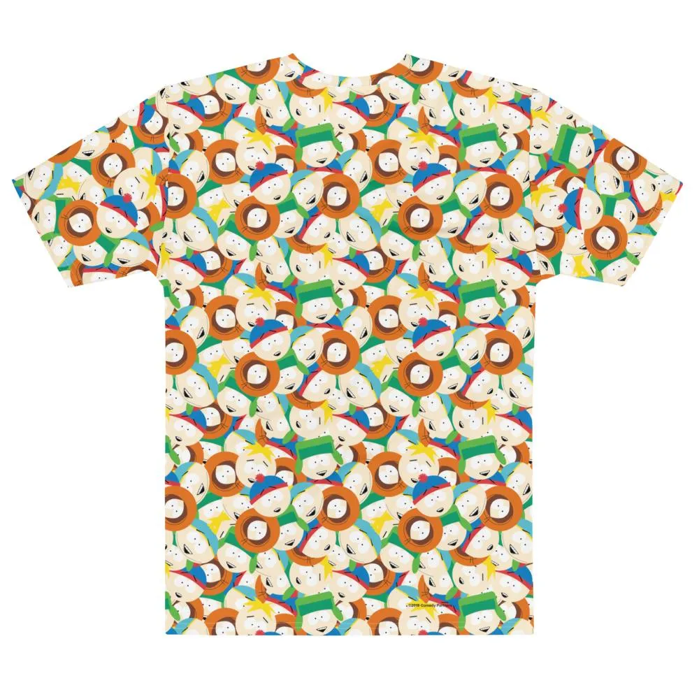 South Park Character Faces Tossed Pattern Adult All-Over Print T-Shirt
