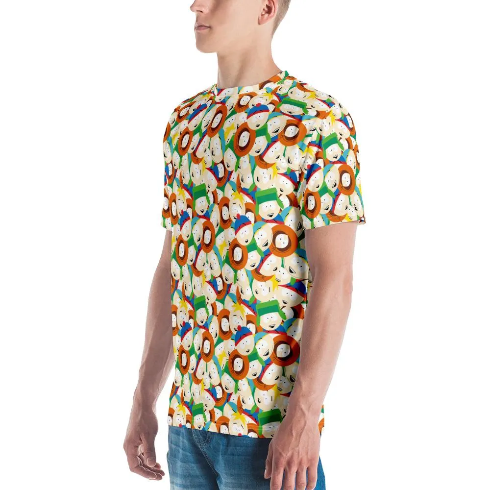South Park Character Faces Tossed Pattern Adult All-Over Print T-Shirt