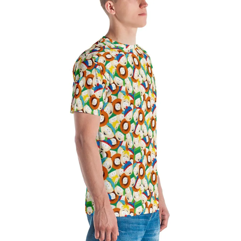 South Park Character Faces Tossed Pattern Adult All-Over Print T-Shirt