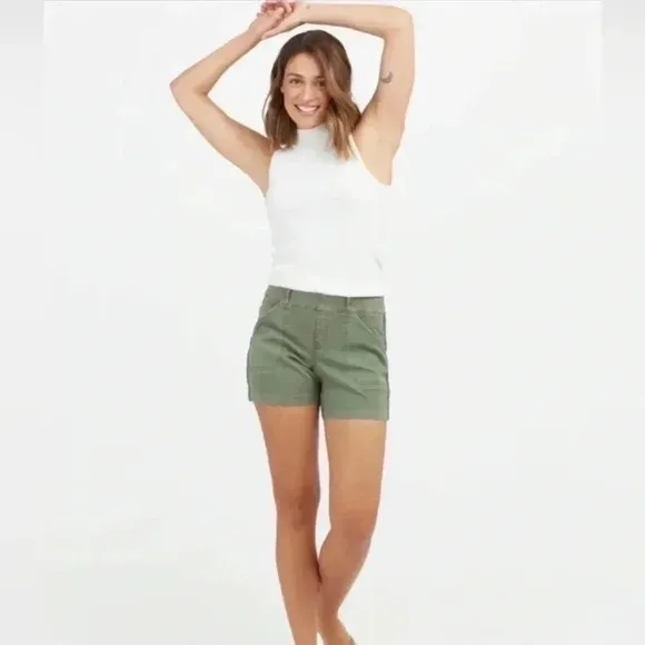 Spanx Stretch Twill Shorts 4” in Soft Sage 20318R