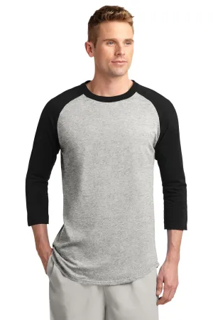 Sport-Tek Colorblock Raglan Jersey.  T200 Heather Grey/ Black