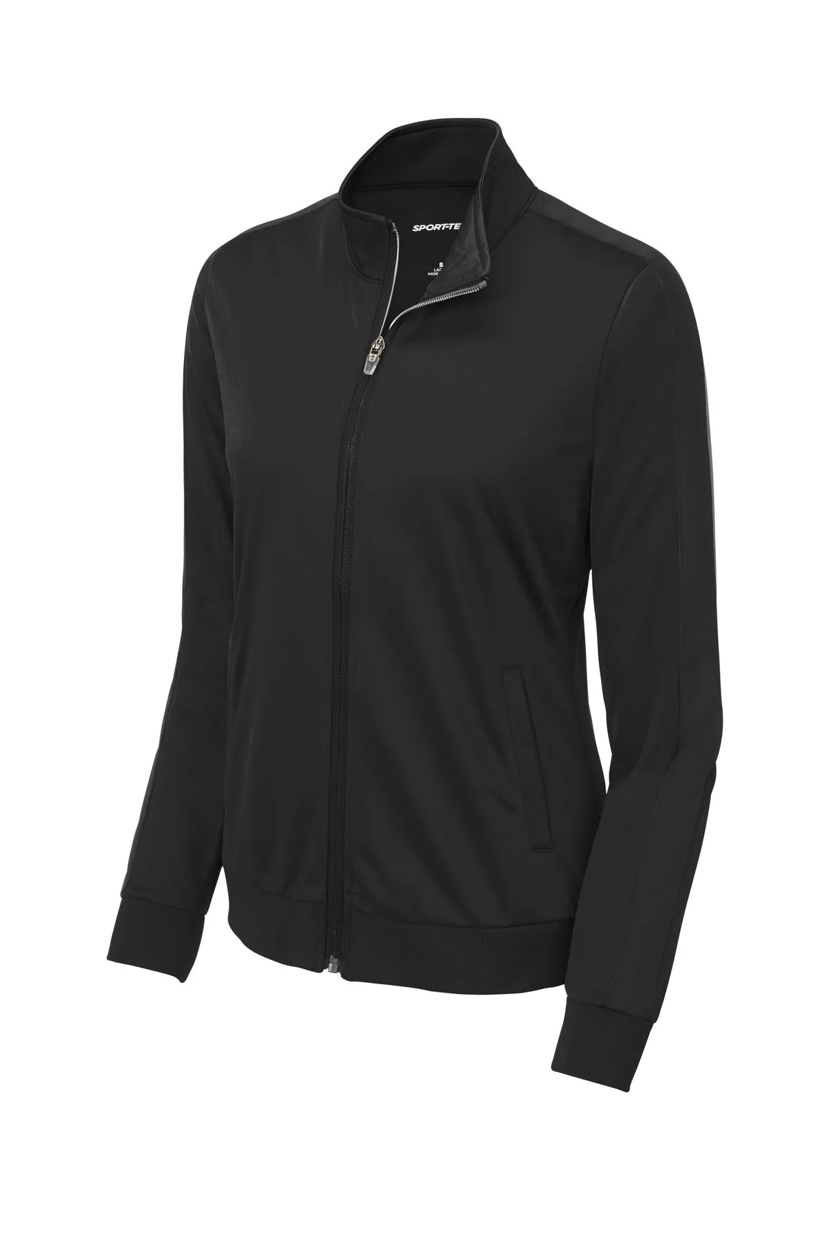 Sport-Tek  Ladies Tricot Sleeve Stripe Track Jacket. LST94 Black/ Black