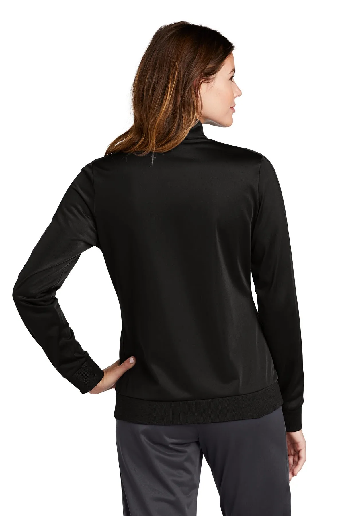 Sport-Tek  Ladies Tricot Sleeve Stripe Track Jacket. LST94 Black/ Black