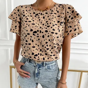 Spring & Summer Olivia Crew Neck Blouse with All-Over Print