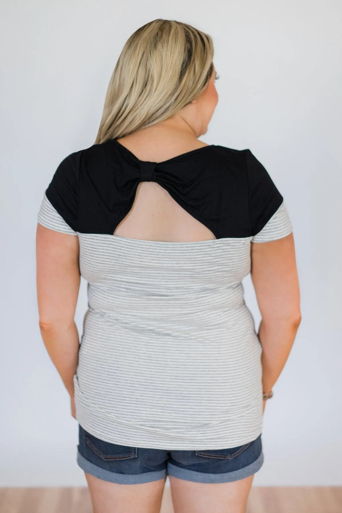 Spring Fever Short Sleeve Striped Top - Black