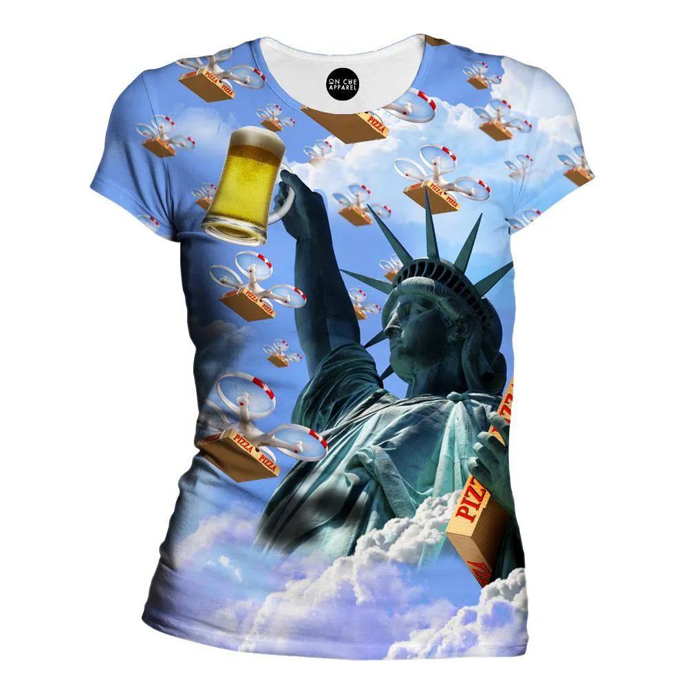 Statue Of Merica Womens T-Shirt