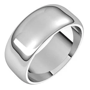 Sterling Silver 8 mm Half Round Band Size 6