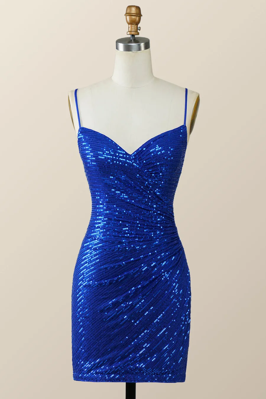 Straps Burgundy Sequin Tight Mini Dress