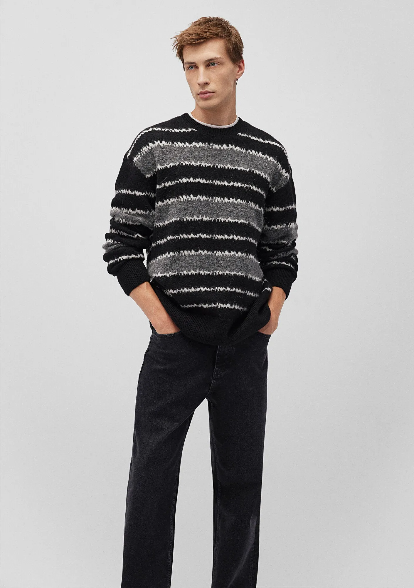 Striped Black Wool Blend Sweater