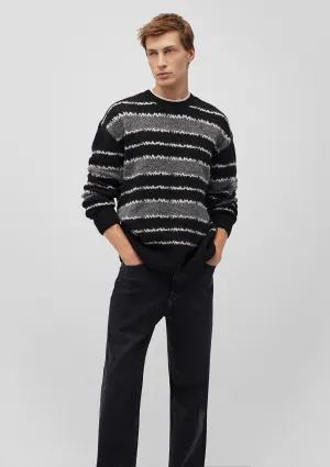 Striped Black Wool Blend Sweater