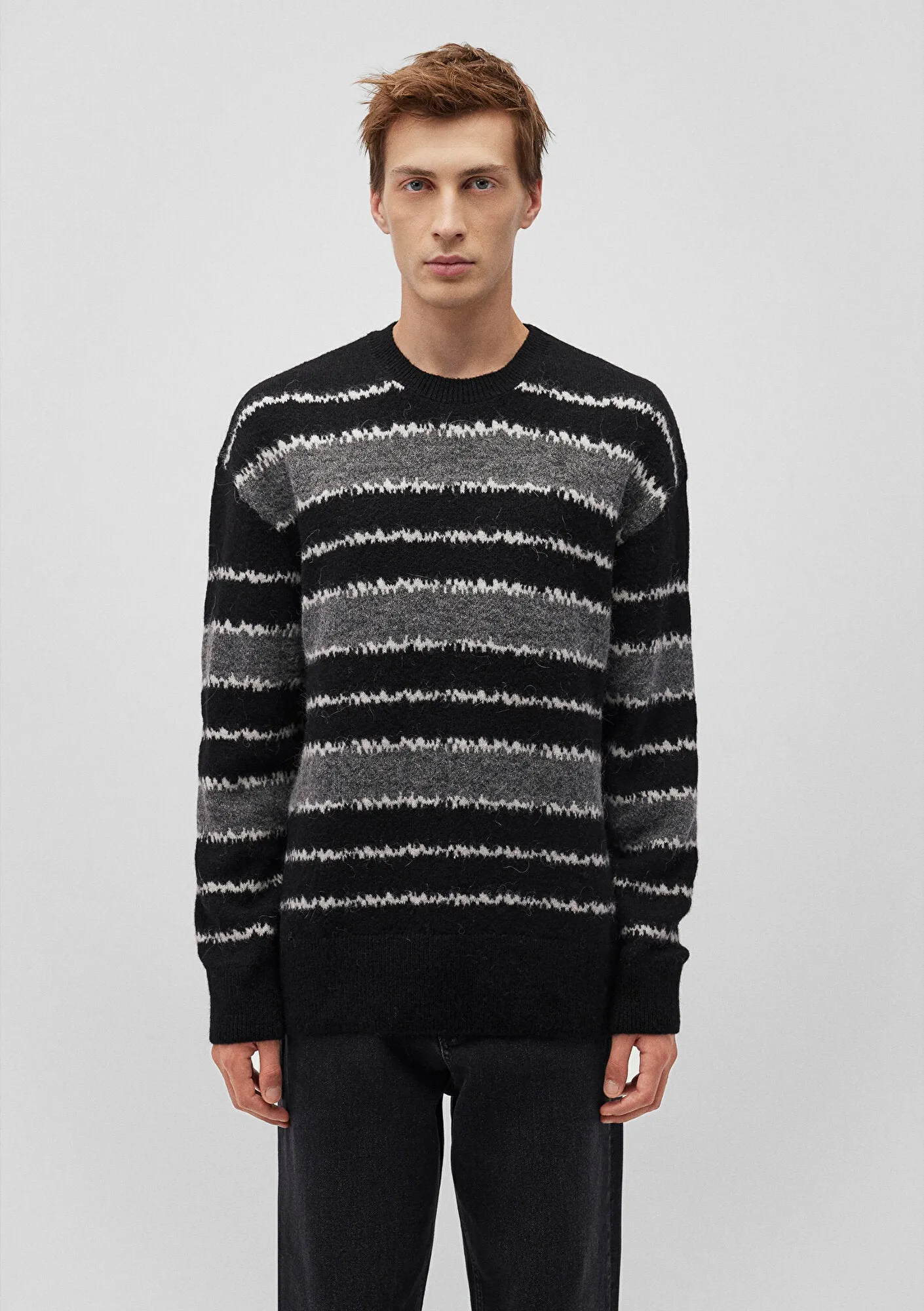 Striped Black Wool Blend Sweater
