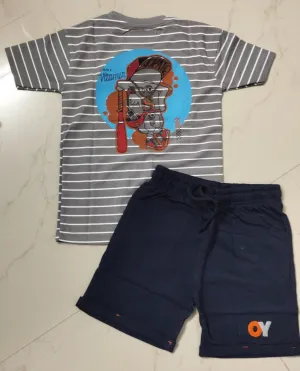 Stripes T-shirt and shorts combo