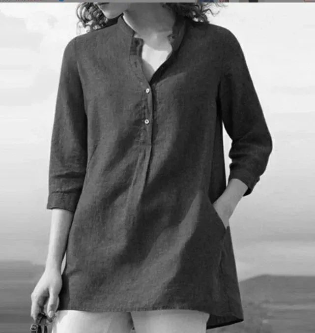 Stylish V-neck linen shirt
