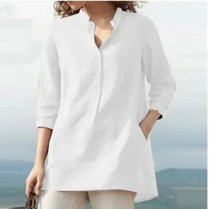 Stylish V-neck linen shirt