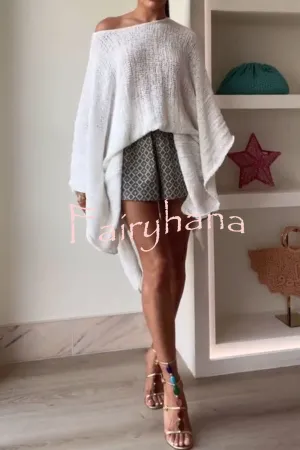 Sunny Somewhere Knit Batwing Sleeve Loose Cover-up Cape