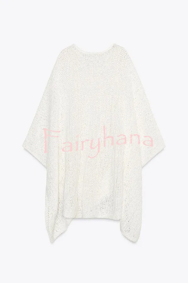 Sunny Somewhere Knit Batwing Sleeve Loose Cover-up Cape