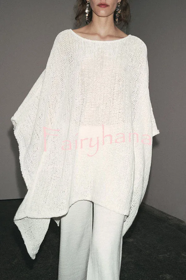 Sunny Somewhere Knit Batwing Sleeve Loose Cover-up Cape