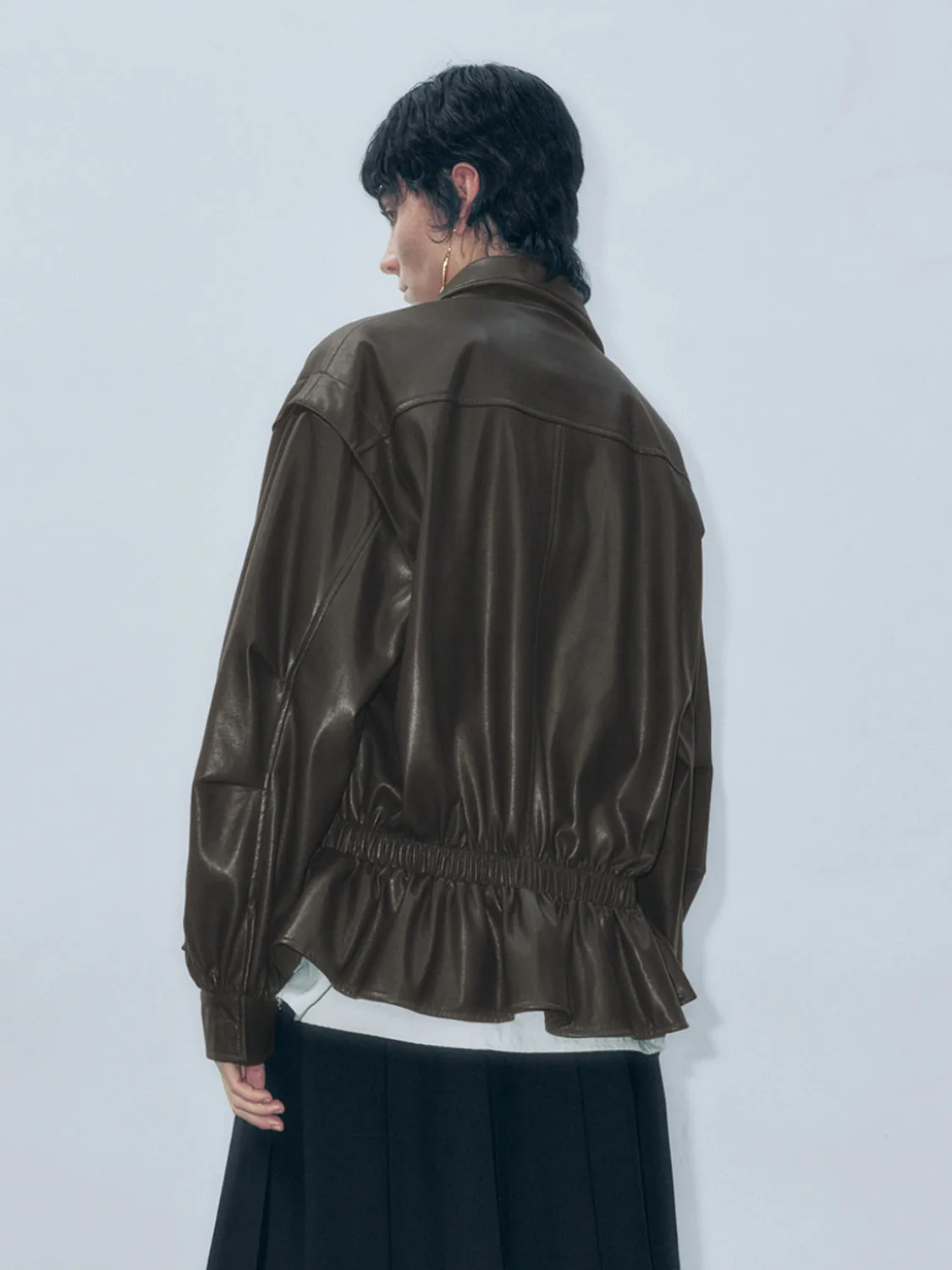 Tapered Waist Vegan Leather Jackets