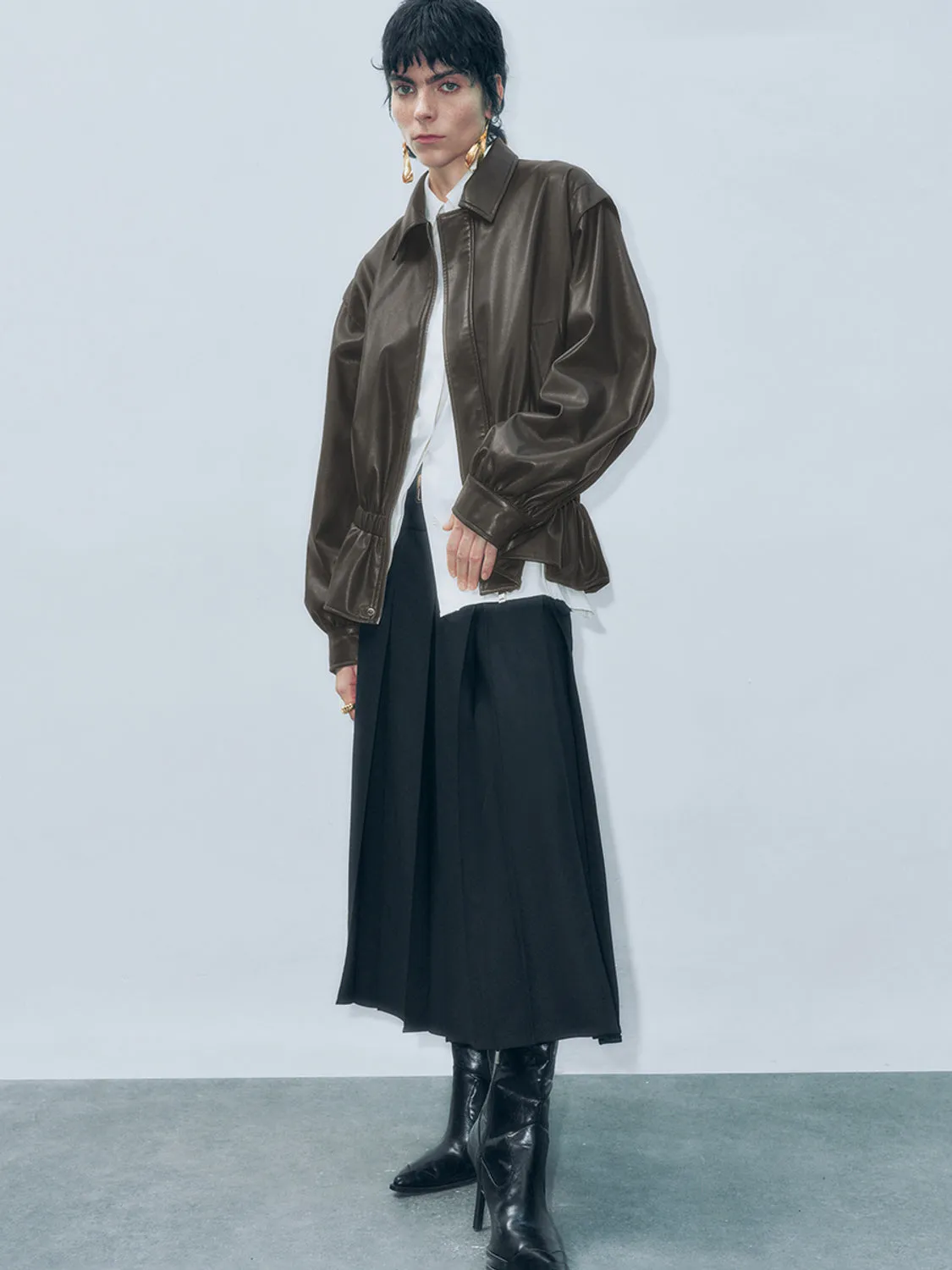 Tapered Waist Vegan Leather Jackets