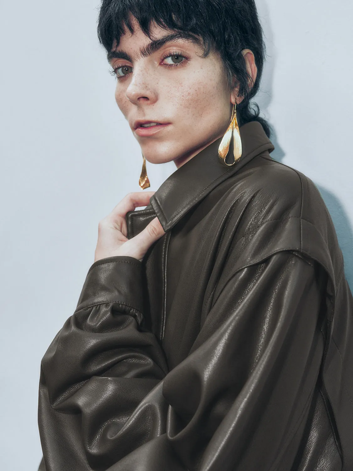 Tapered Waist Vegan Leather Jackets