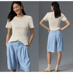 The Avery Pleated Trouser Shorts by Maeve Blue Size 2