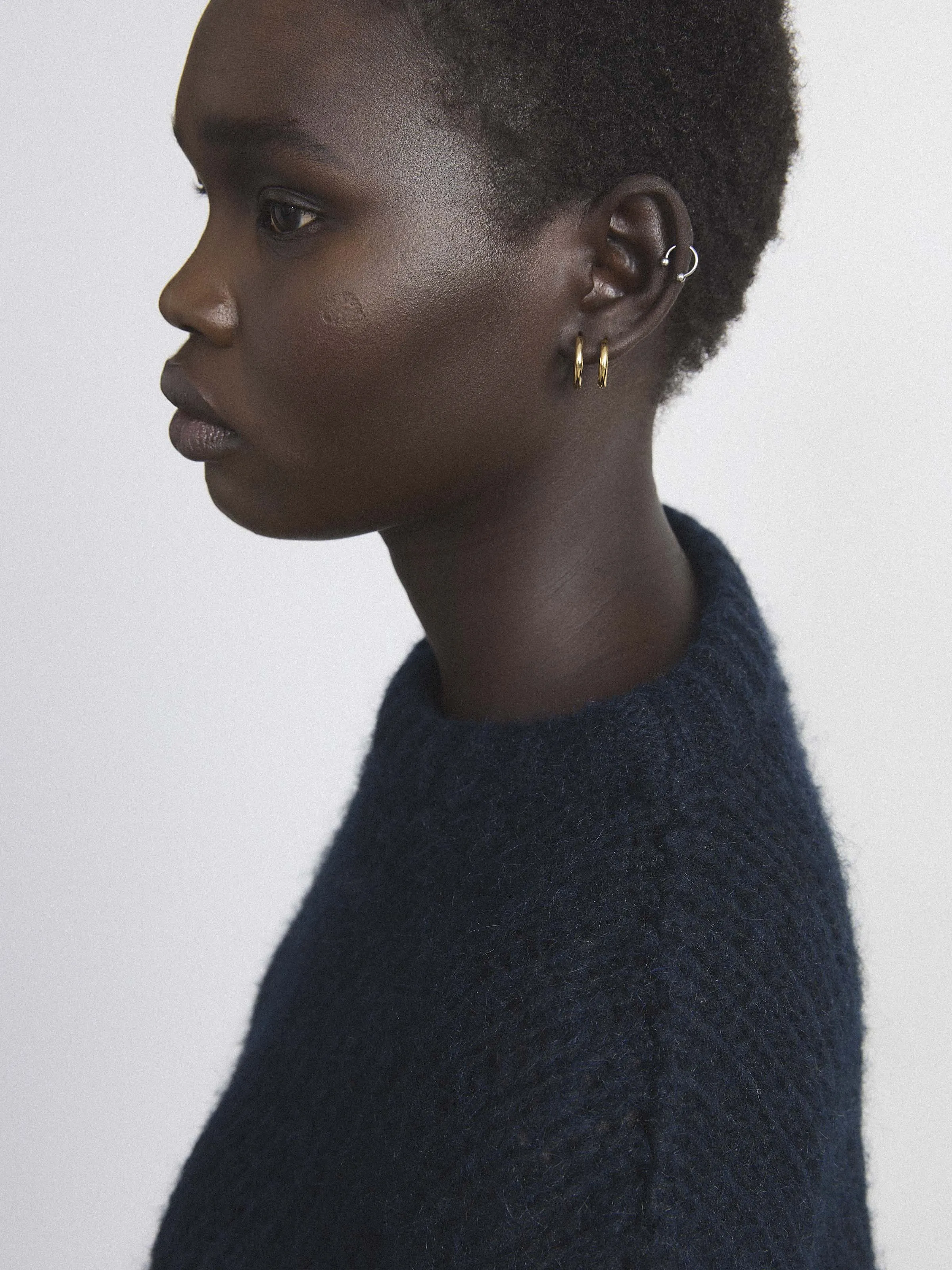The Fuzzy Openwork Sweater in Deep Blue