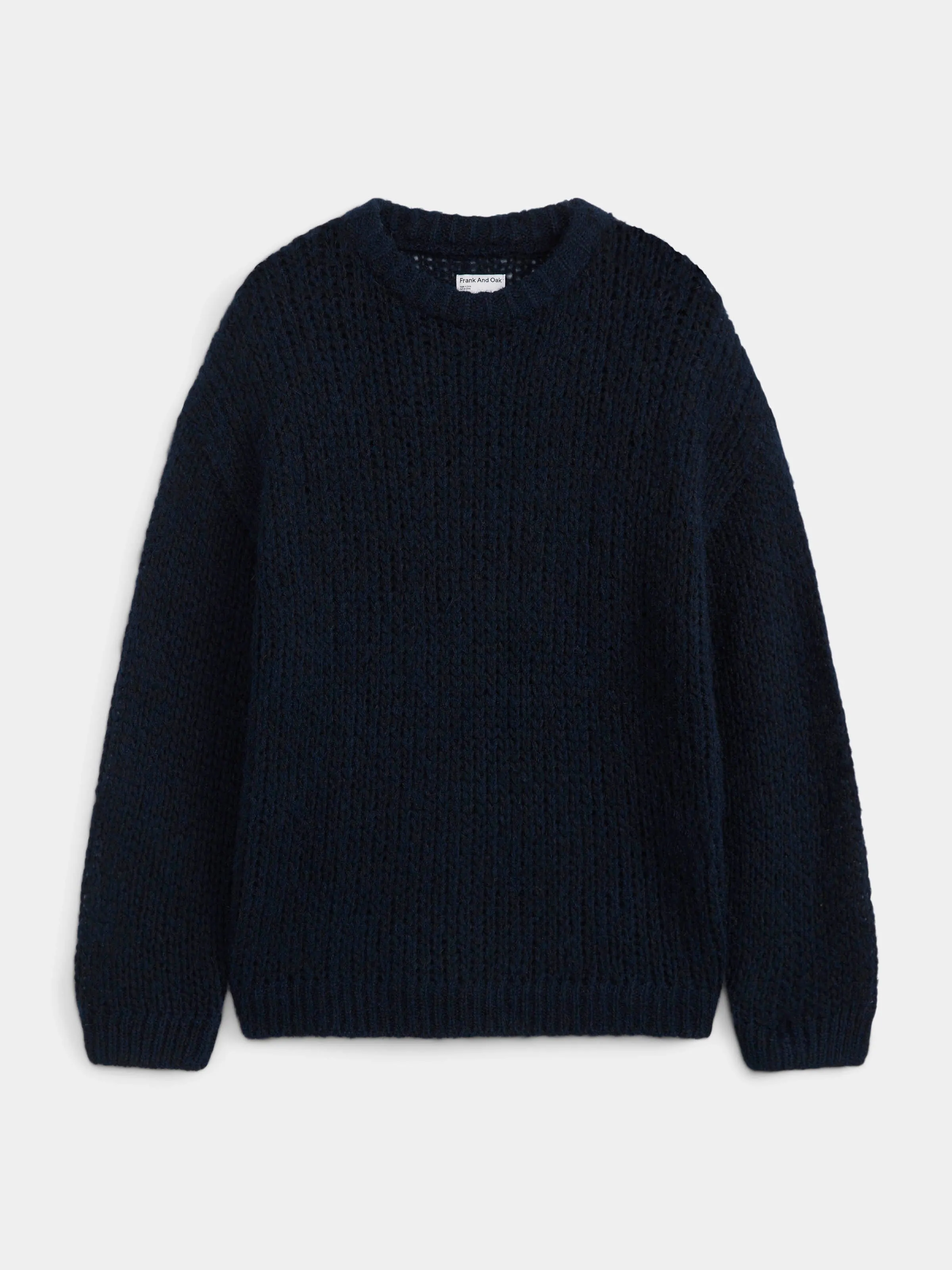 The Fuzzy Openwork Sweater in Deep Blue