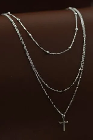 The Lea Layered Cross Necklace