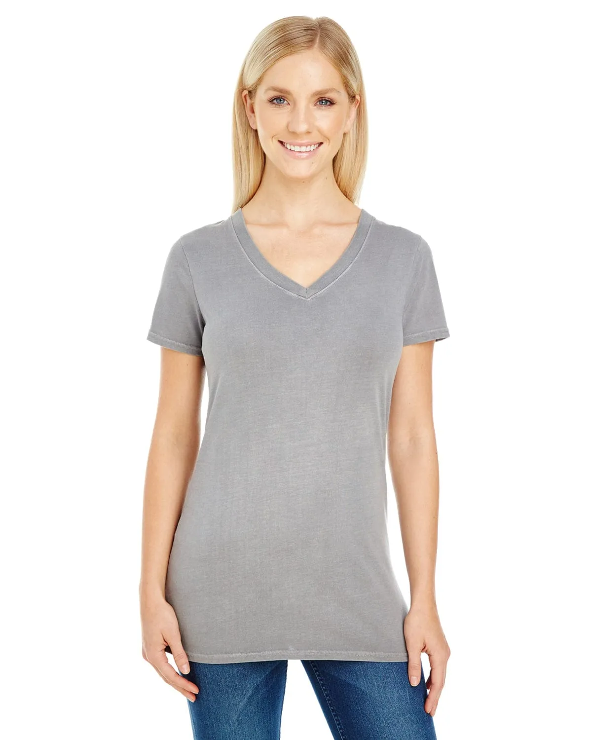 Threadfast Apparel Ladies Pigment Dye V-Neck Tee