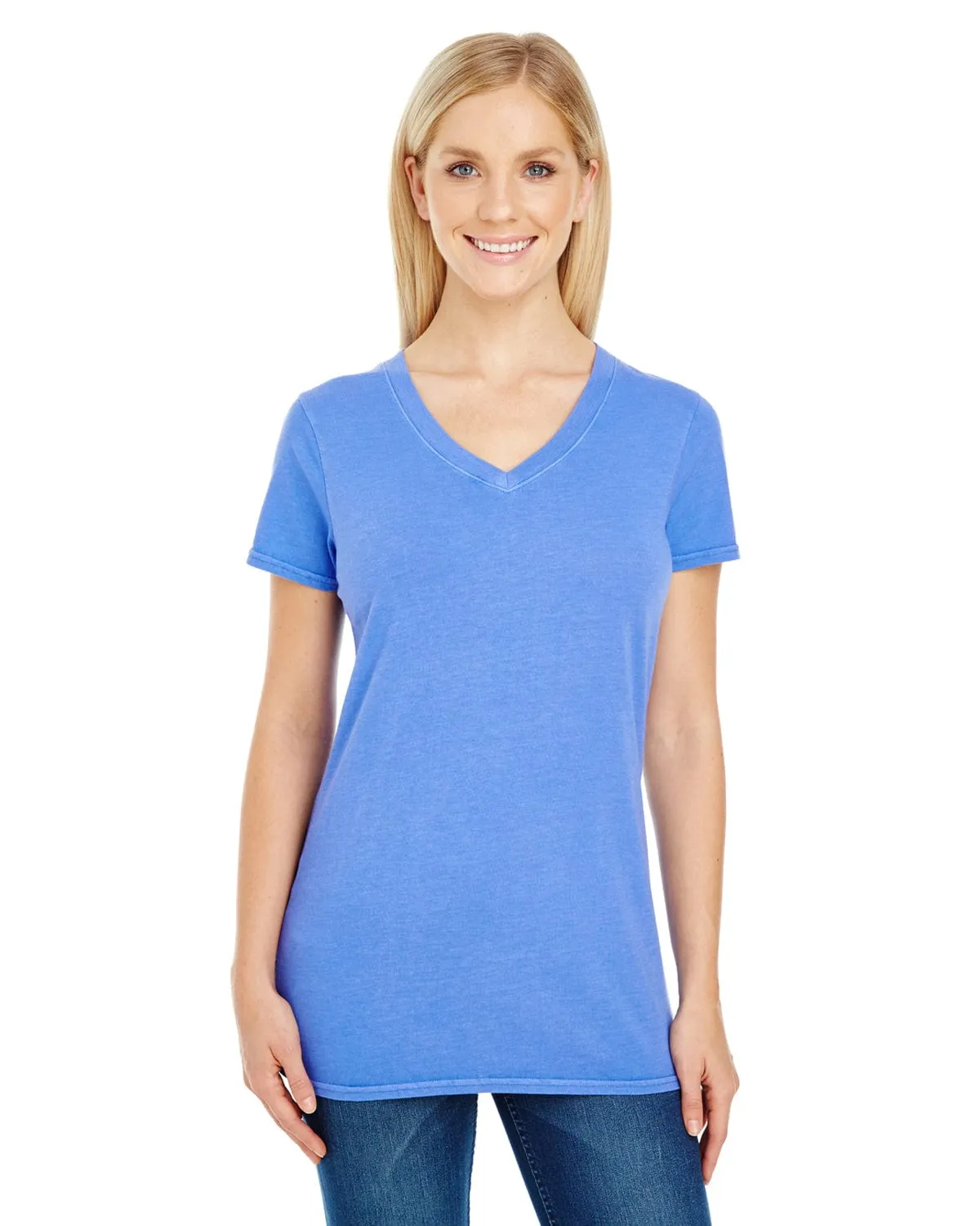 Threadfast Apparel Ladies Pigment Dye V-Neck Tee