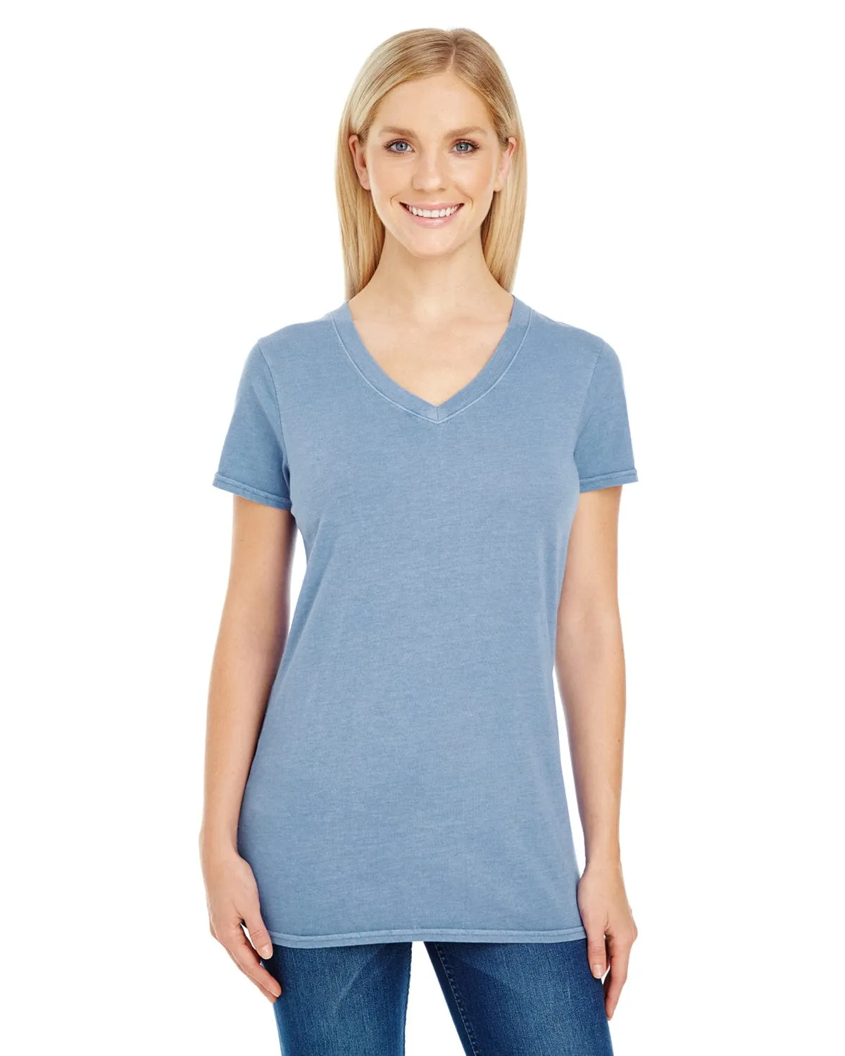 Threadfast Apparel Ladies Pigment Dye V-Neck Tee