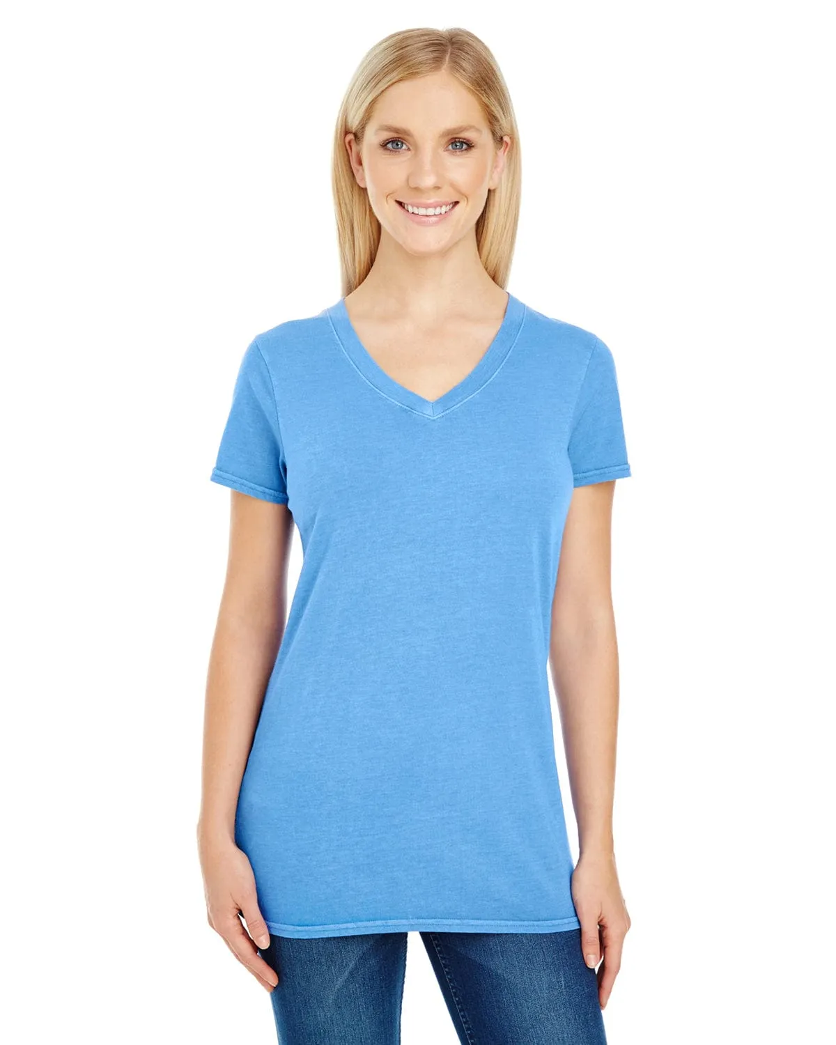 Threadfast Apparel Ladies Pigment Dye V-Neck Tee