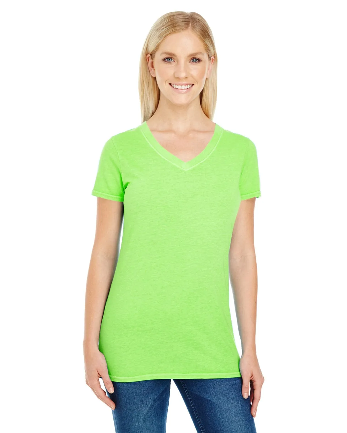 Threadfast Apparel Ladies Pigment Dye V-Neck Tee